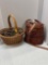 Basket full of clothespins, and fishing basket