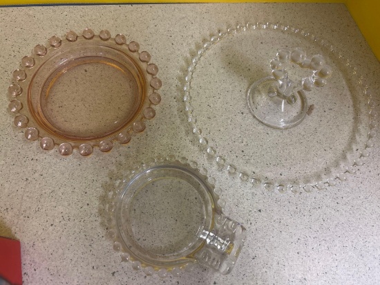 3 pieces imperial candlewick glass
