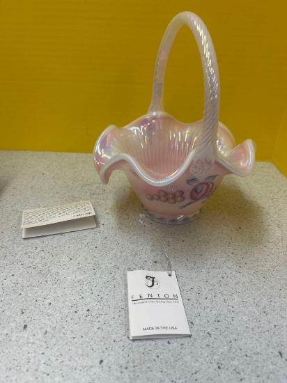 Fenton hand painted Rosaline basket