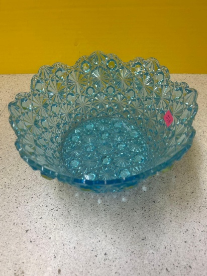 antique EAPG Daisy and button blue glass look bowl