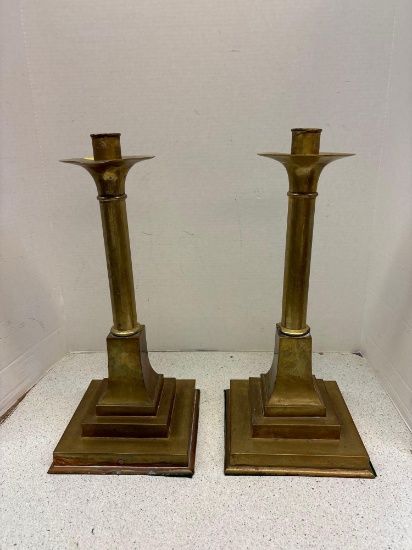 Large brass candleholders