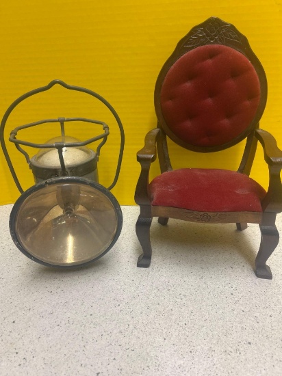vintage Delta powerlight lantern, and miniature chair