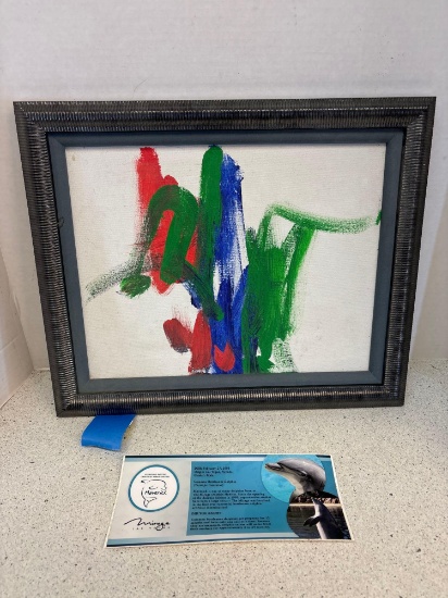 Original abstract, painting by a bottle nose dolphin