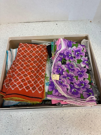 11 vintage silk or silk/rayon scarves