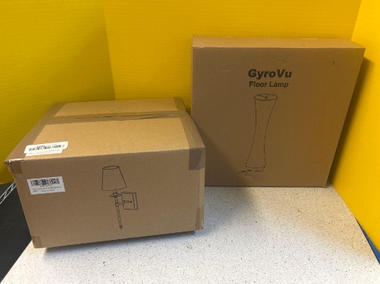 GYROVU floor lamp and set up two (antique brass) wall sconces