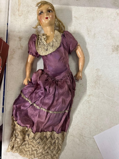 vintage composition bed boudoir doll 25 inch