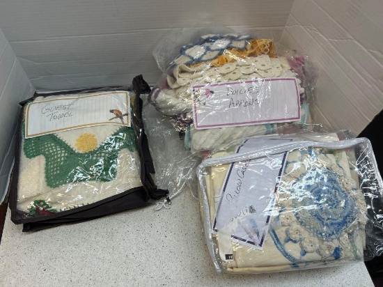 DOILIES aprons, pillowcases and guest towel
