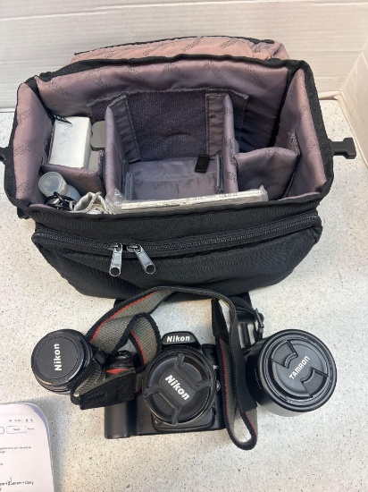 NIKON D80 camera and three lenses plus carry case, charger, battery