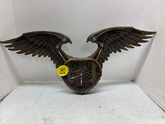Steampunk winged art clock