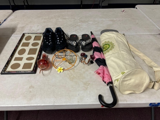 Womens KURU shoe size 10 1/2, Yoga mat, Umbrella, etc.