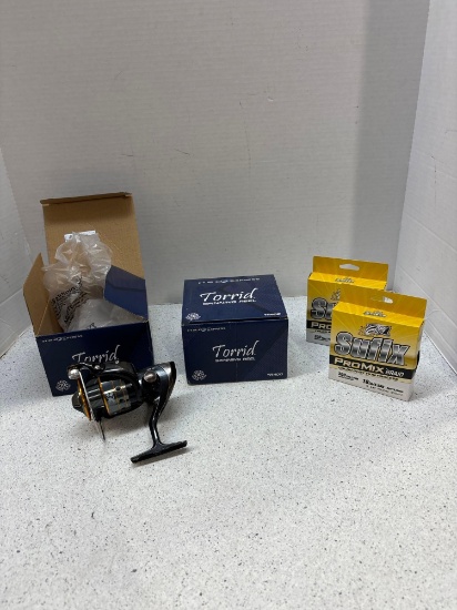 Two new Torrid spinning fishing reels and fishing line