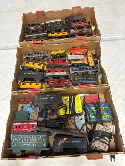 Vintage HO train set with power packs, All metal