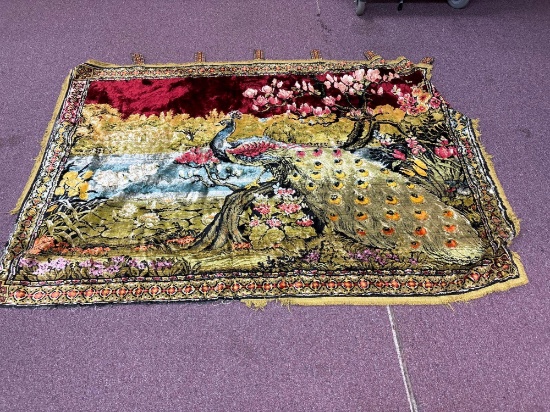 Velvet wall hanging featuring ostrich