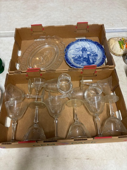 Stemware, Norman Rockwell mugs, platter, plate, bowl