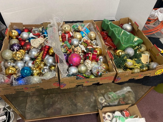 large lot of Christmas ornaments and decorations