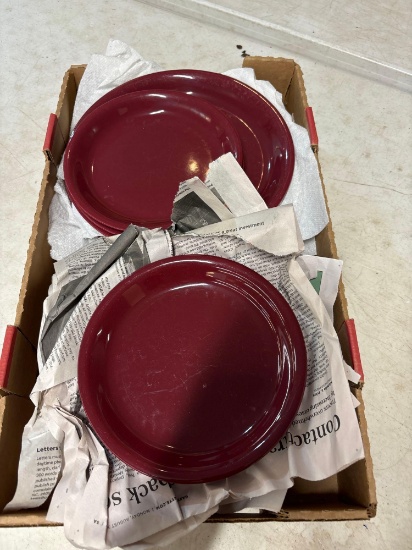 Burgundy stoneware, 16 pieces