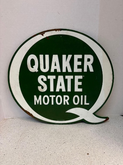 Quaker State motor oil metal Q sign