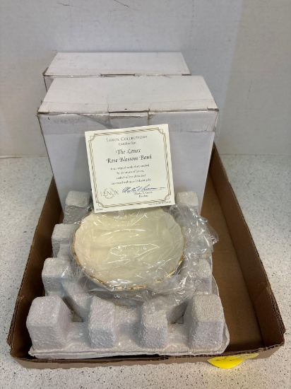 Two Lenox rose blossom, rosebud bowls
