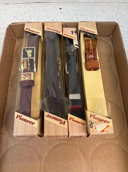 Four vintage pioneer leather belts, unused