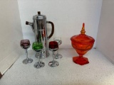 Art deco, chrome craft bar ware set