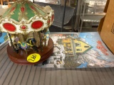 vintage Ferris wheel collectible, and the Browns versus Saints poster