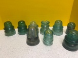 9 vintage glass insulators