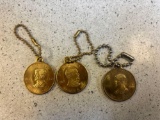 2 John F Kennedy and 1 Richard Nixon keychain medallions