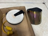 Face shield, and retractable drop light