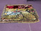 Velvet wall hanging featuring ostrich