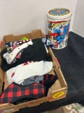 pet clothing and vintage Superman Tin