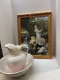 Home of the swans artwork, Pitcher and bowl as is