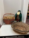 Vintage sewing basket, Other basket, Santa figurine