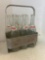 Old Pepsi metal bottle carrier with six Pepsi bottles