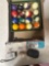vintage pool balls and Minolta flash gun