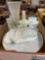 Large milk glass, including a cake plate