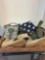 Military items, flag, boots, etc.