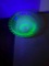 Uranium glass bowl and blue Delft bowl