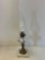 antique oil lamp, glass and brass with marble base