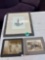 Framed Ink of New York City skyline, and two antique photos