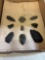 Nine Indian arrowheads