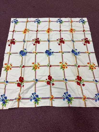 Vintage flowers and fruit tablecloth