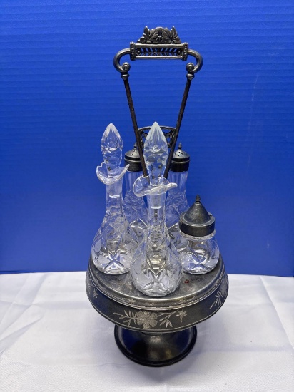 antique silver plated cruet set