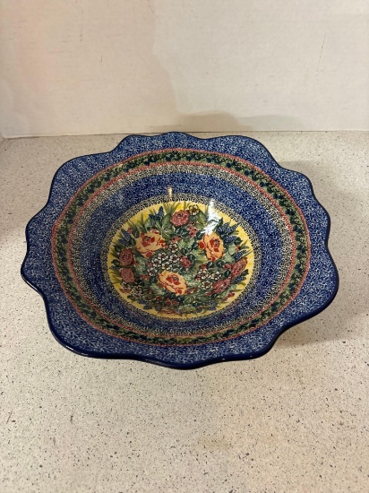 Polish pottery hand painted bowl
