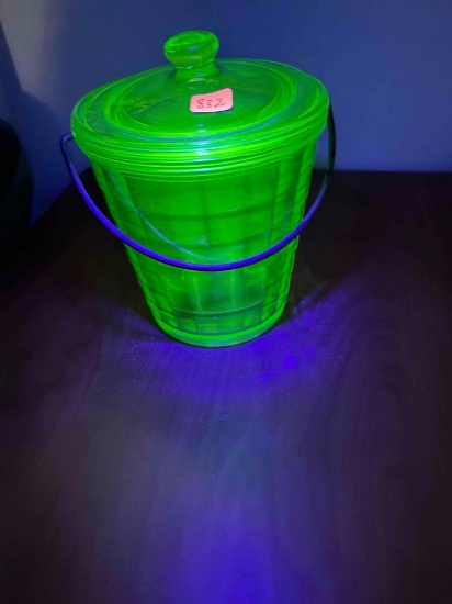 Uranium glass optic block ice bucket