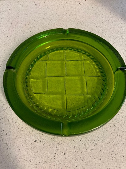 Large green Blenko glass ashtray