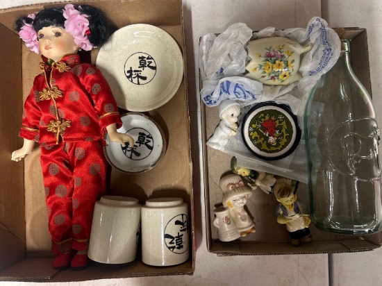 fine China doll and Japan pottery and precious moments and other figures