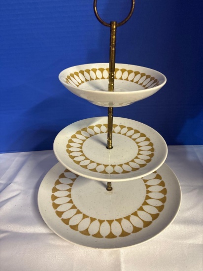 Royal China Viking gold three tier tray