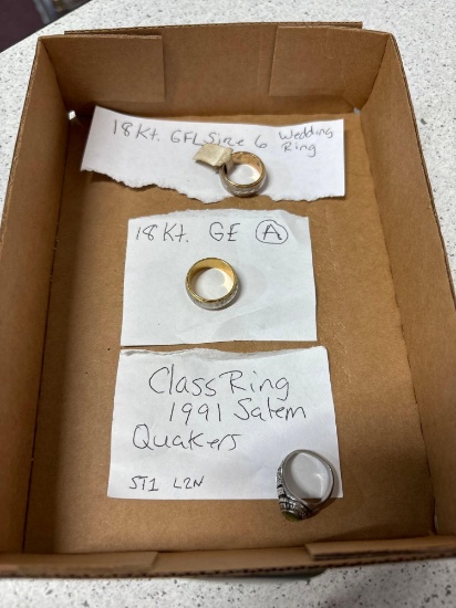 18 karat gold filled and gold electroplated Rings, see pictures and descriptions