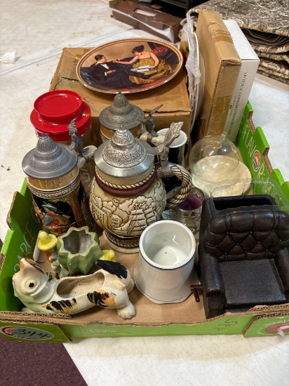 Collectible plates, Steins, pottery vases