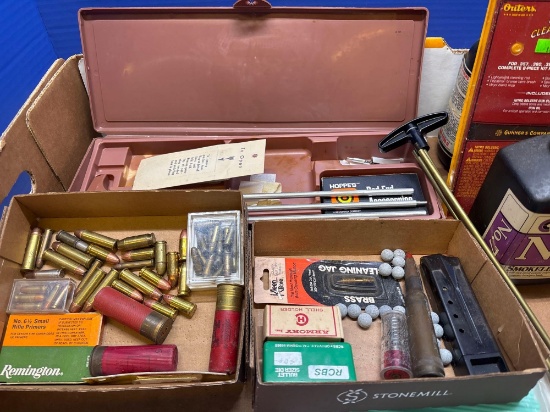 Gun, cleaning supplies and ammo